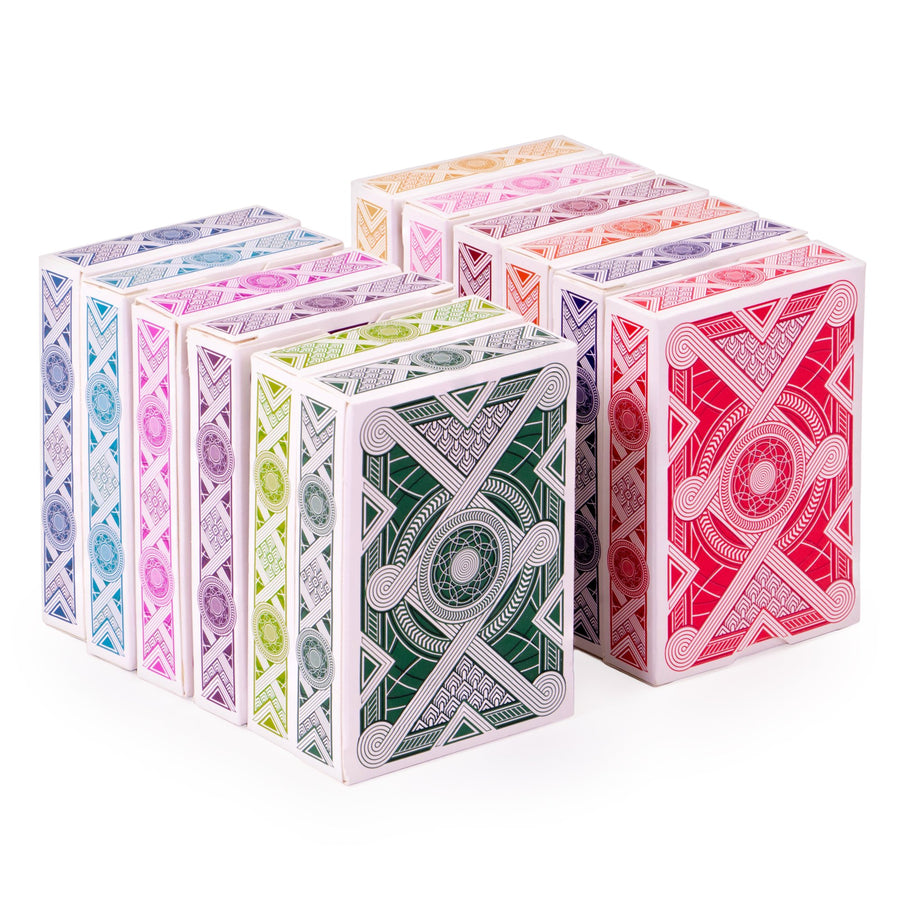 Nertz: The Fast Frenzied Fun Card Game - 12 Decks of Playing Cards in 12 Vibrant Colors, Bulk Set of Poker Wide-Size/Regular Index, Plastic-Coated Cards by Brybelly