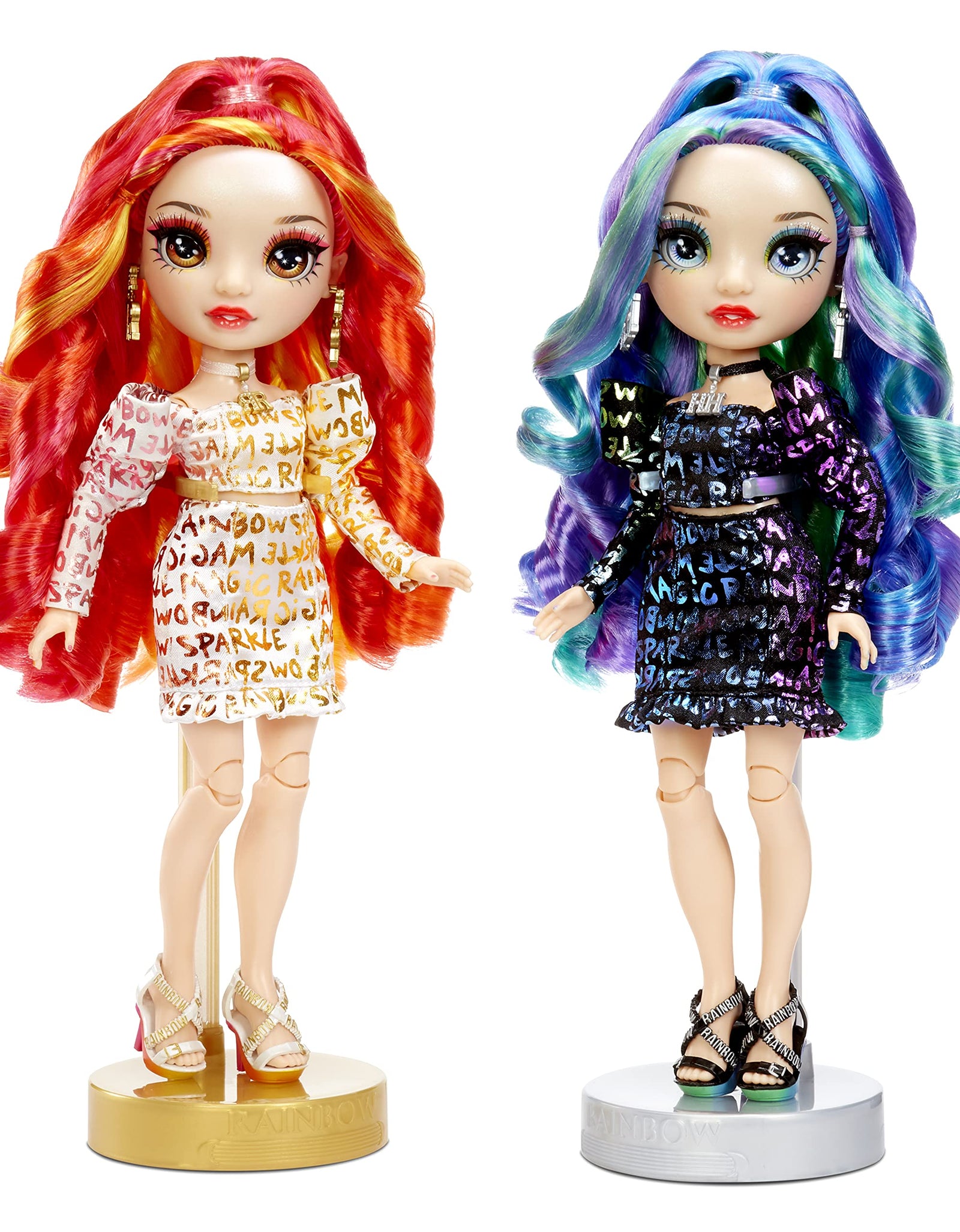 Rainbow High Special Edition Twin (2-Pack) Laurel & Holly De'Vious Fashion Dolls, Multicolor Designer Metallic Outfits, Gift for Kids and Collectors, Toys for Kids Ages 6 7 8+ to 12 Years Old