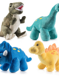 Prextex Plush Dinosaurs 4 Pack 10'' Long Great Gift for Kids Stuffed Animal Assortment Great Set for Kids

