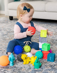 Infantino Sensory Balls Blocks & Buddies - 20 piece basics set for sensory exploration, fine and gross motor skill development and early introduction to colors, counting, sorting and numbers
