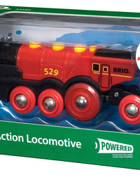 BRIO World 33592 Mighty Red Action Locomotive | Battery Operated Toy Train With Light and Sound Effects for Kids Age 3 and Up
