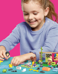 Mega Barbie Animal Grooming Station Building Set, 97 Bricks and Pieces with Fashion and Roleplay Accessories, 3 Micro-Dolls, 1 Panda, 1 Koala, 1 Turtle and 2 Sloths, Toy Gift Set for Ages 5 and up
