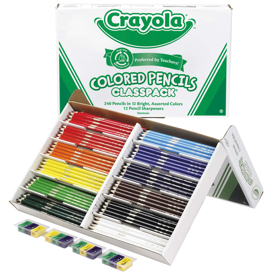 Crayola Colored Pencils, Bulk Classpack, Classroom Supplies, 12 Assorted Colors, 240 Count, Standard