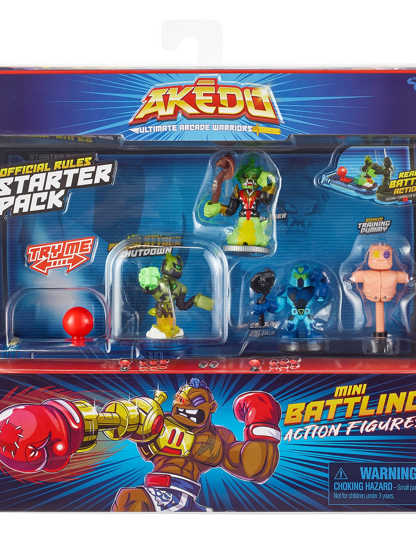 Akedo Ultimate Arcade Warriors - Starter Pack & Warrior Collector Pack Bundle Pack - Mini Battling Action Figures - Ready, Fight, Split Strike! Amazon Exclusive, Multicolor (14239)