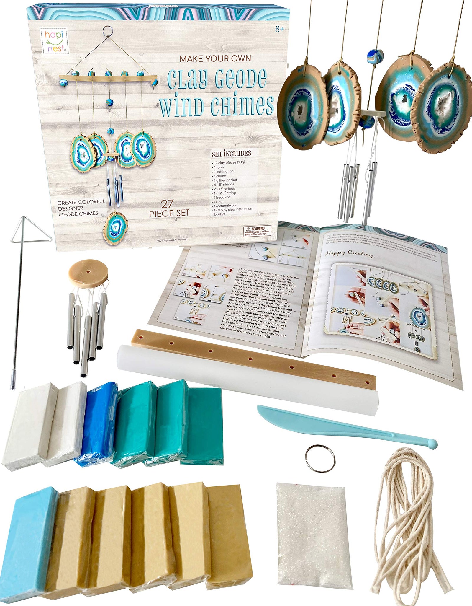 Hapinest Make Your Own Clay Geode Wind Chime Craft Kit Gift for Girls Boys Ages 8 9 10 11 12 and Teen Years and up