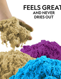 NATIONAL GEOGRAPHIC Play Sand Combo Pack - 2 LBS each of Blue, Purple and Natural Sand with Castle Molds - A Kinetic Sensory Activity
