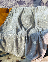 FORESTAR Glow in The Dark Throw Blanket, Halloween Unique Gifts for Kids Girls Boys and Grandkids, Premium Super Soft Fuzzy Fluffy Plush Furry Fleece Throw Blanket (50" x 60" Gray)
