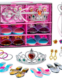 Toyvelt Princess Dress Up Shoes and Jewelry Boutique - Pretend Play For Little Girls Set Incl 4 Pairs Princess Shoes And Lots of Accessories - Toddler Girl Toys For 3,4,5, Year Old and up

