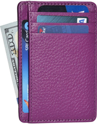 Minimalist Wallets for Men & Women RFID Front Pocket Leather Card Holder Wallet
