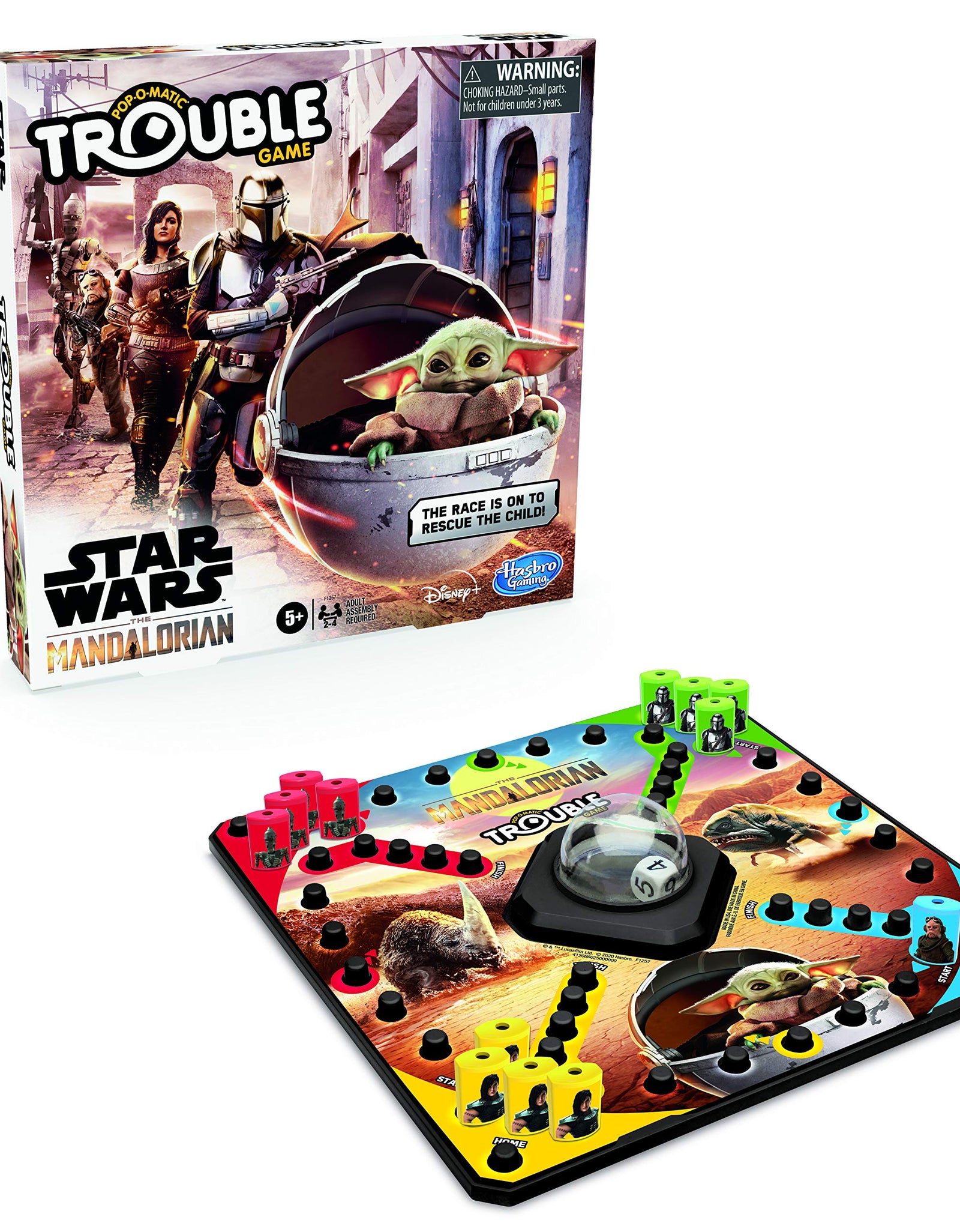 Hasbro Gaming Trouble: Star Wars The Mandalorian Edition Board Game for Kids Ages 5 and Up