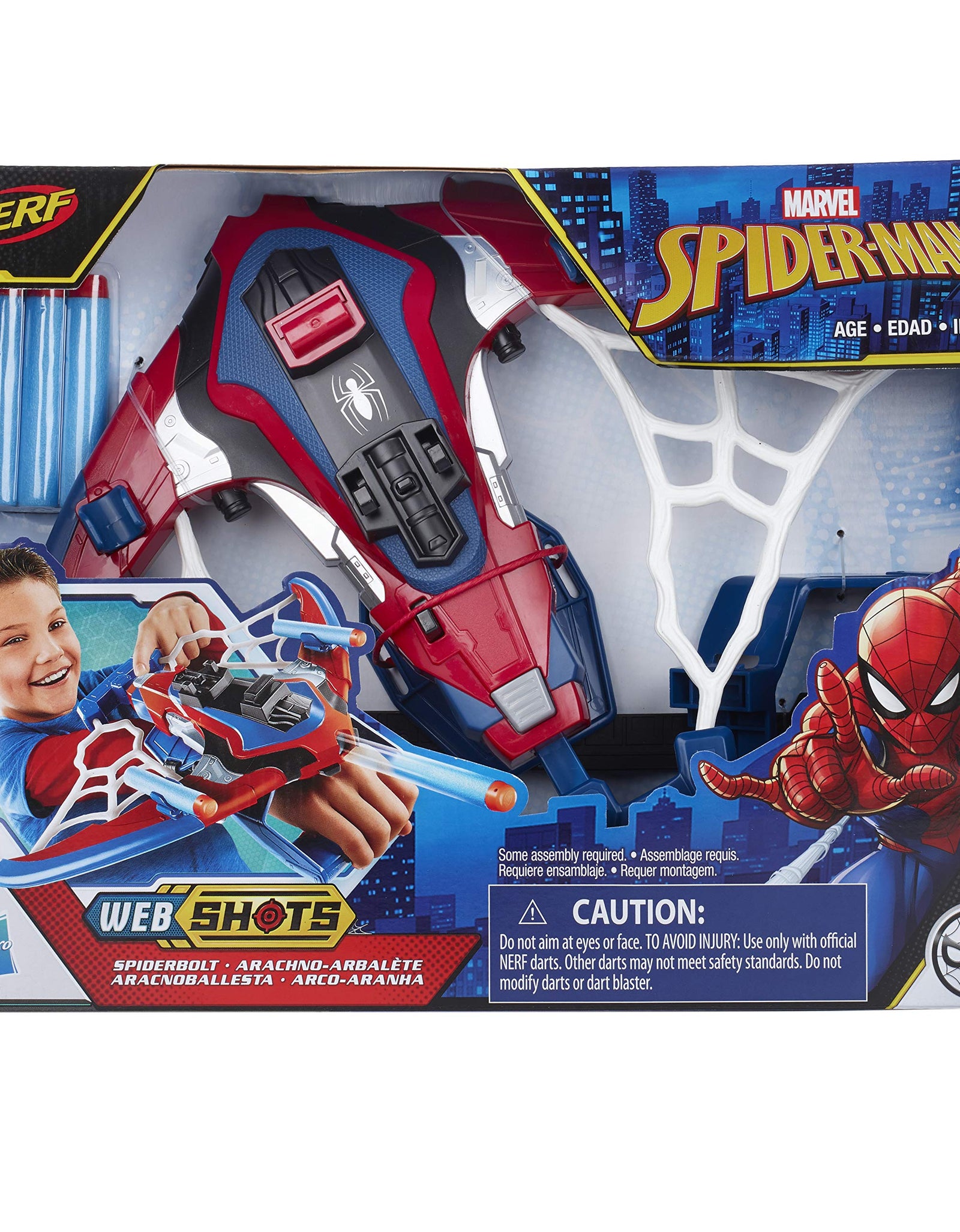 Marvel Spider-Man Web Shots Spiderbolt NERF Powered Blaster Toy, Fires Darts, Includes 3 Darts And Instructions, For Kids Ages 5 and Up