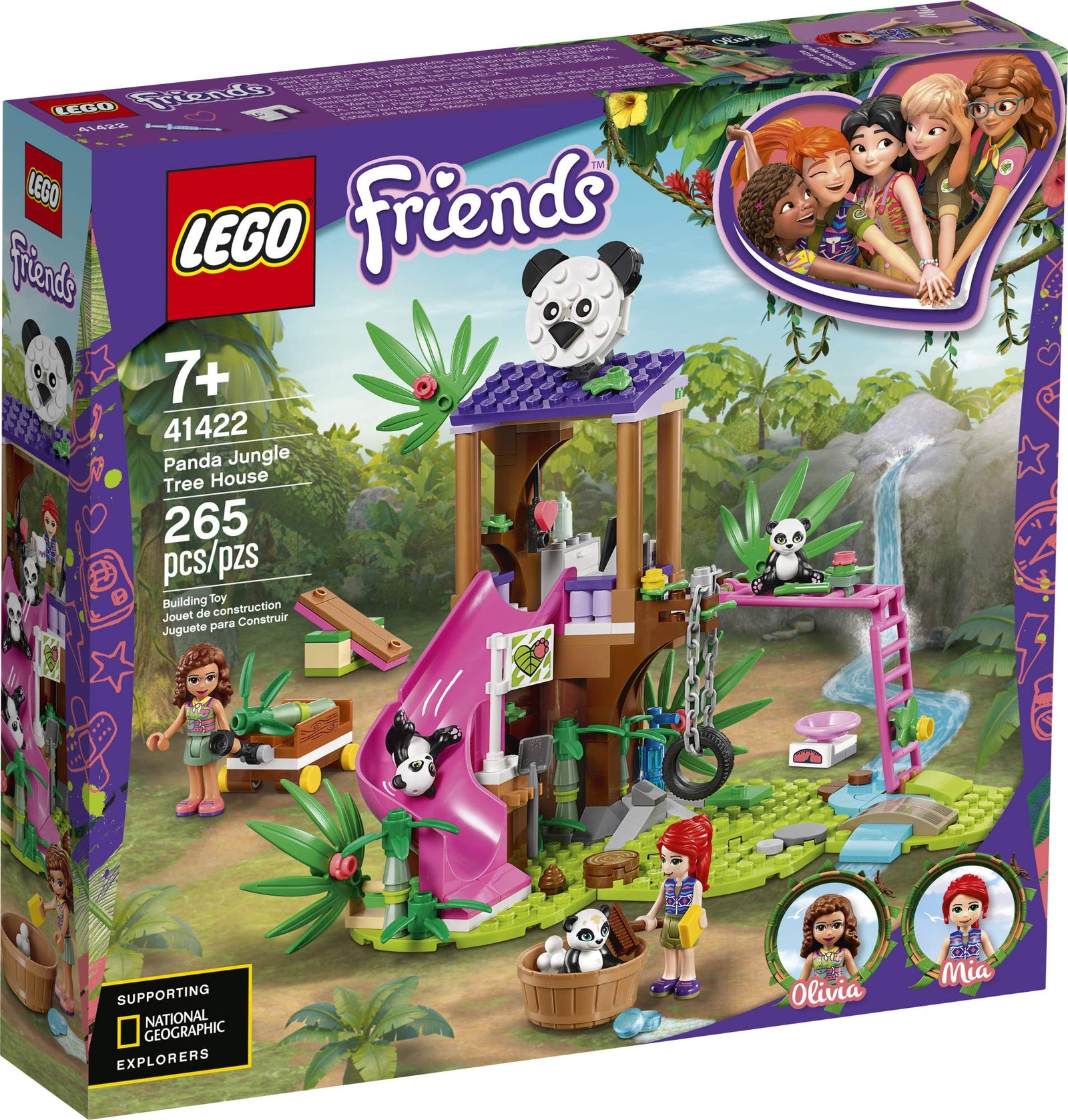 LEGO Friends Panda Jungle Tree House 41422 Building Toy; Includes 3 Panda Minifigures for KidsWho Love Wildlife Animals Friends Mia and Olivia (265 Pieces)