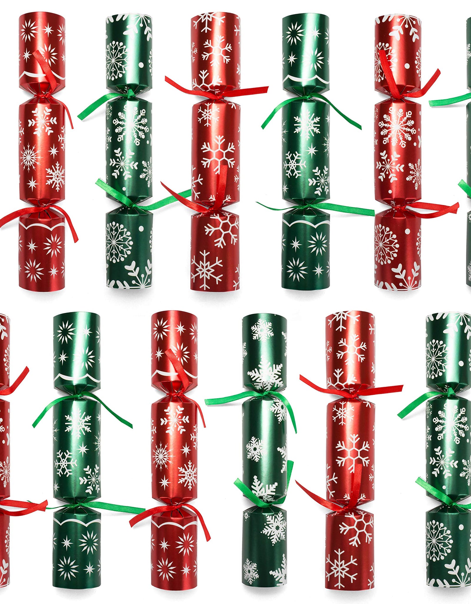10” Christmas Party Table Favor(12 Pack) with Red & Green Snowflake Design, with Party Hat, Joke & Little Gift Inside, for Xmas Gift, Christmas Seasonal Holiday Dinner Traditions