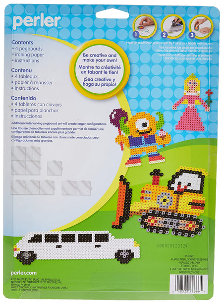 Perler Beads Large Square Pegboards for Kids Crafts, 4 pcs