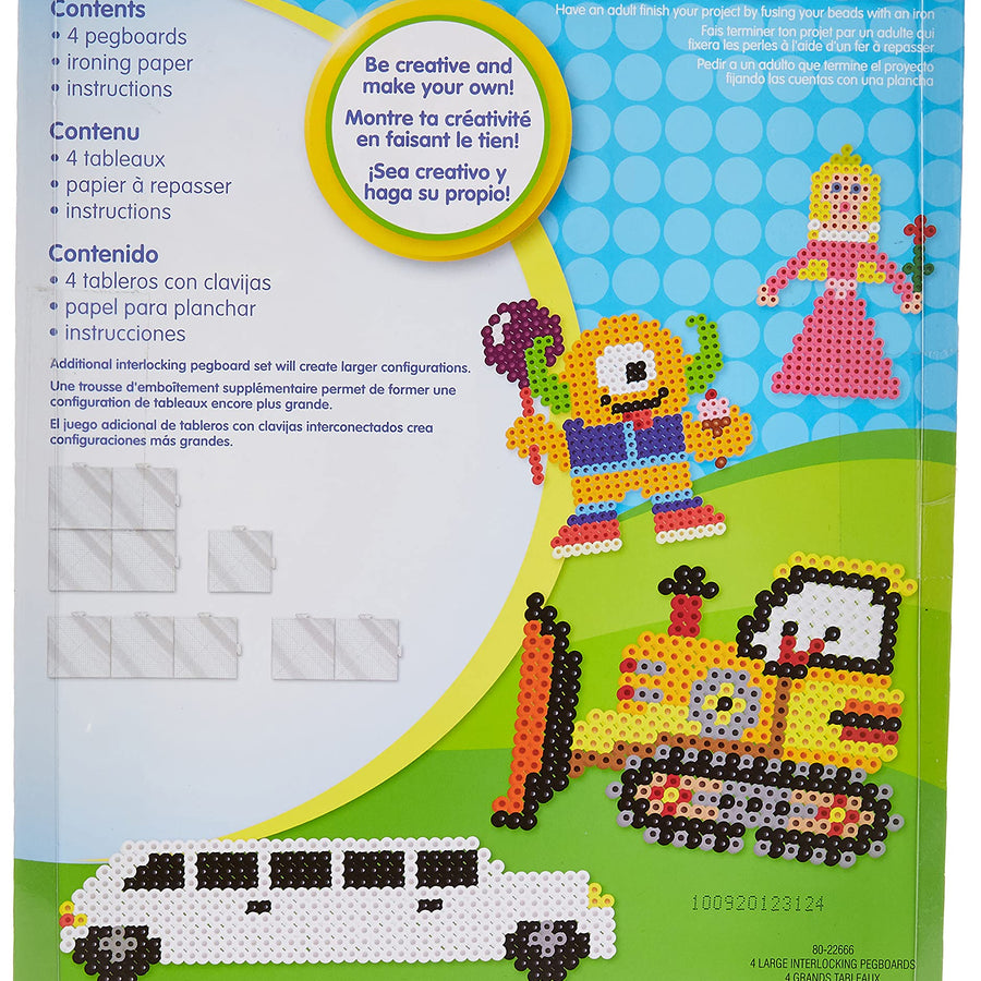 Perler Beads Large Square Pegboards for Kids Crafts, 4 pcs