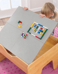 KidKraft Reversible Wooden Activity Table with Board with 195 Building Bricks – Gray & Natural, Gift for Ages 3+
