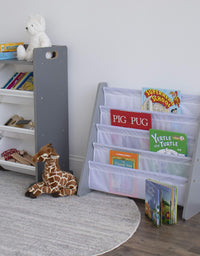 Humble Crew, Grey/White Kids Book Rack Storage Bookshelf, 4 Tiers
