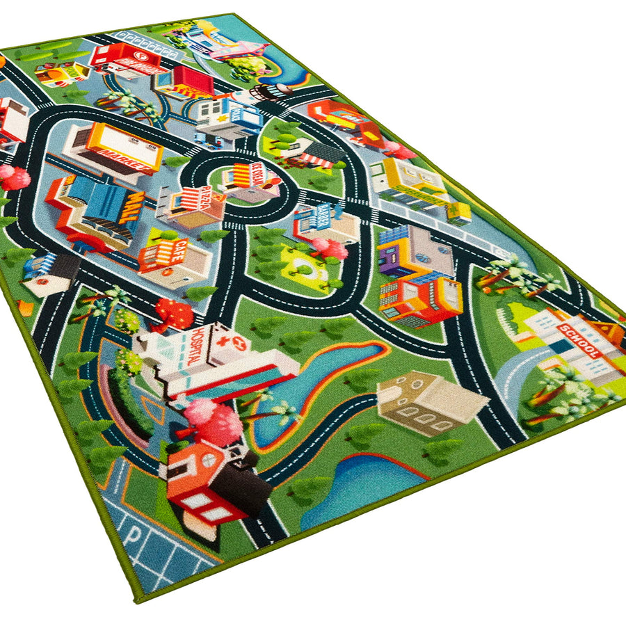 Kids Carpet Playmat Rug - Fun Carpet City Map for Hot Wheels Track Racing and Toys - Floor Mats for Cars for Toddler Boys -Bedroom, Playroom, Living Room Game Play Mat for Little Children