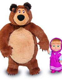 Masha and The BeaR Jada Toys, Masha Plush Set with Bear and Doll Toys for Kids, Ages 3+, Nylon, 109301072, 9.8 inches

