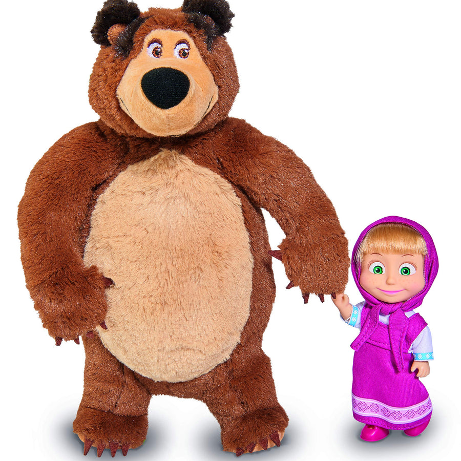 Masha and The BeaR Jada Toys, Masha Plush Set with Bear and Doll Toys for Kids, Ages 3+, Nylon, 109301072, 9.8 inches