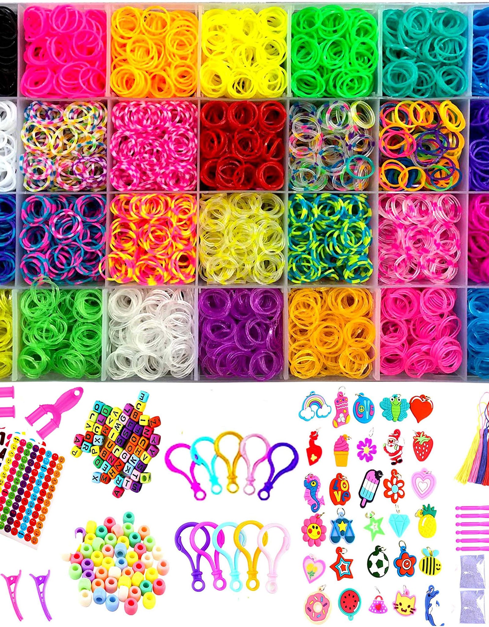 YITOHOP 12000+ Colorful Loom Bands Set , Premium Rubber Bands for Bracelet Making Kit DIY Band Bracelet Mega Refill Kit Girls Gift to Improve Imagination