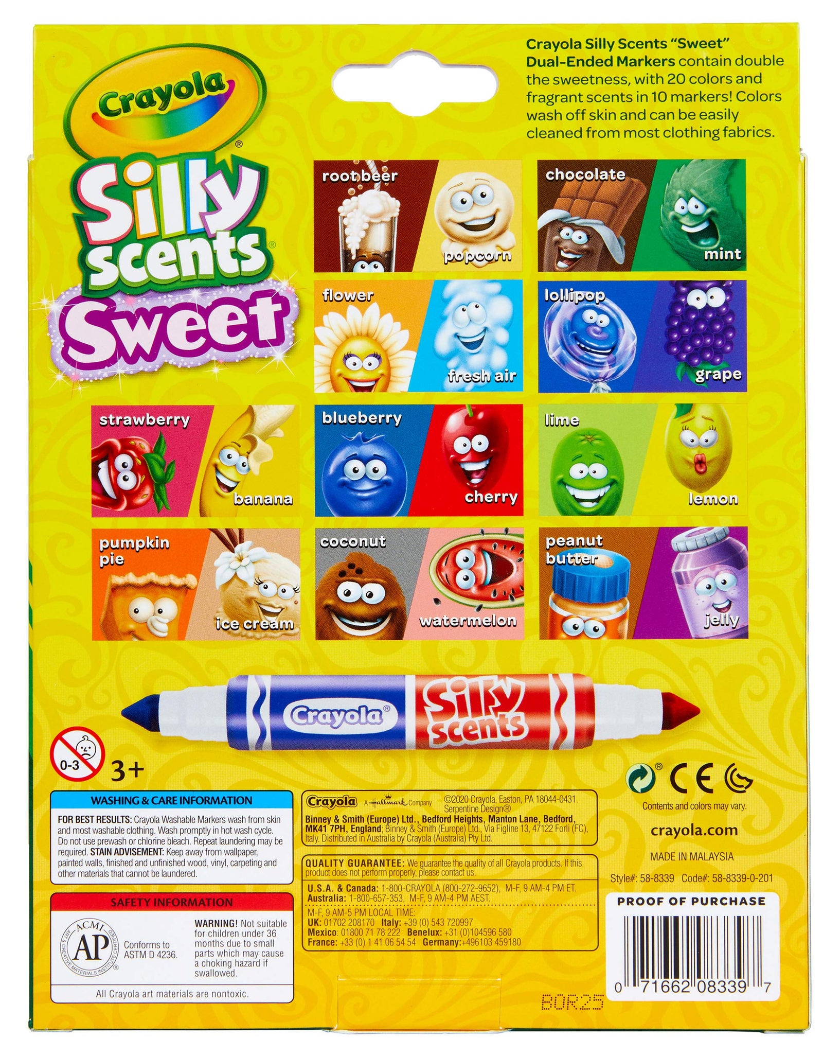 Crayola Silly Scents Dual Ended Markers, Sweet Scented Markers, 10 Count, Gift for Kids, Age 3, 4, 5, 6, Multi