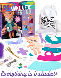 Craft-tastic – Make a Fox Friend Craft Kit – Learn to Make 1 Easy-to-Sew Stuffie with Clothes & Accessories
