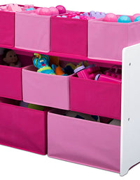 Delta Children Deluxe Multi-Bin Toy Organizer with Storage Bins, White/Pink Bins
