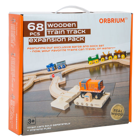 Orbrium Toys 68 Pcs Wooden Train Track Expansion Pack Compatible with Thomas Wooden Train, Brio, Thomas The Tank Engine