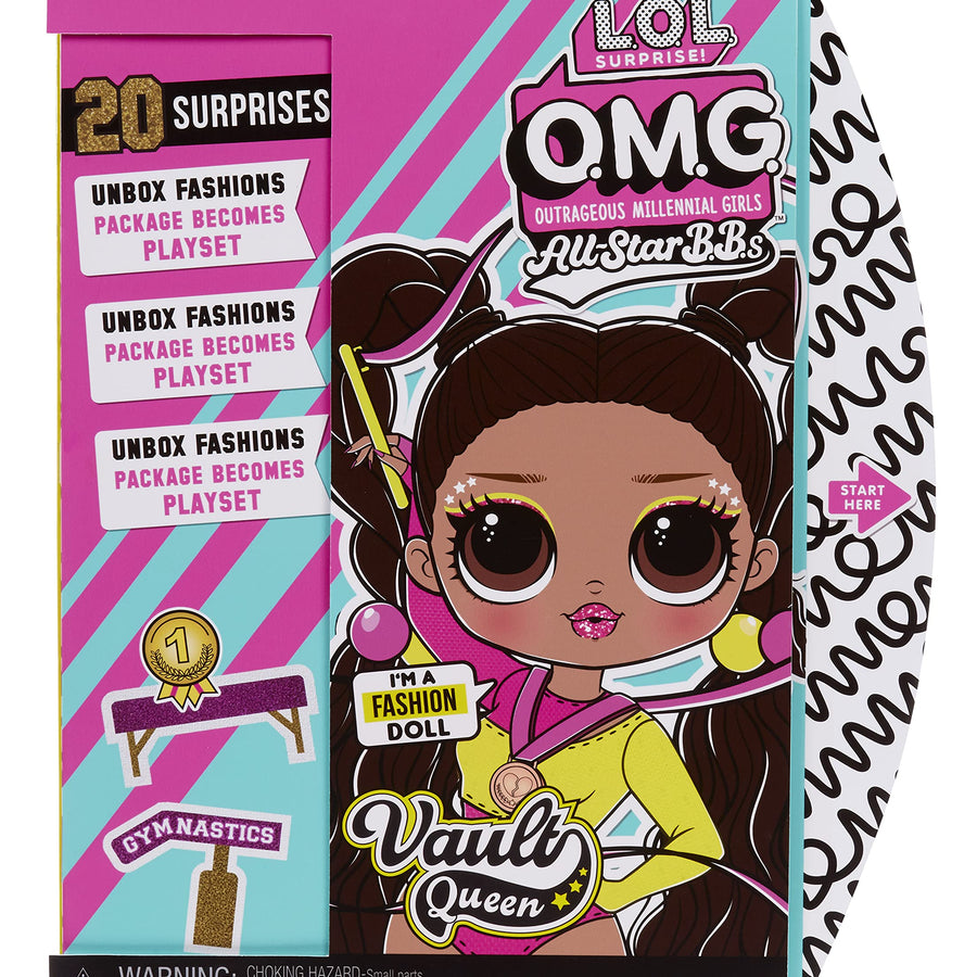 LOL Surprise OMG Sports Vault Queen Artistic Gymnastics Fashion Doll with 20 Surprises Including Sparkly Accessories & Reusable Playset, Posable - Gift for Kids, Toys for Girls Boys Ages 4 5 6 7+
