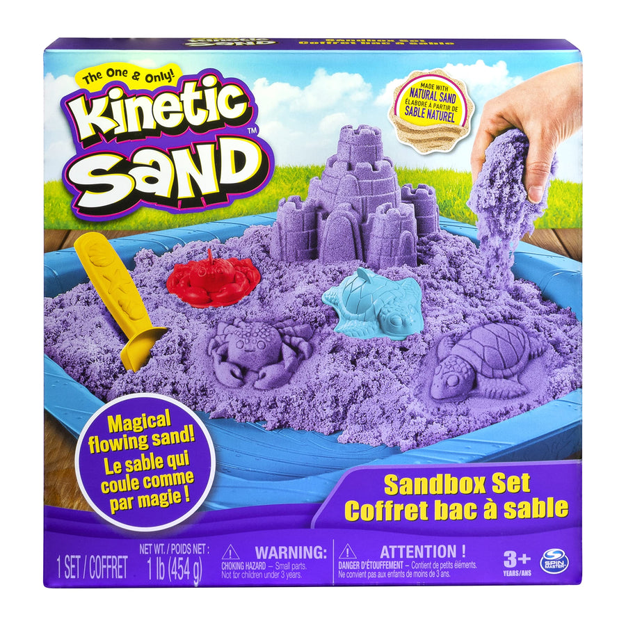 Kinetic Sand, Sandbox Playset with 1lb of Purple and 3 Molds, for Ages 3 and up