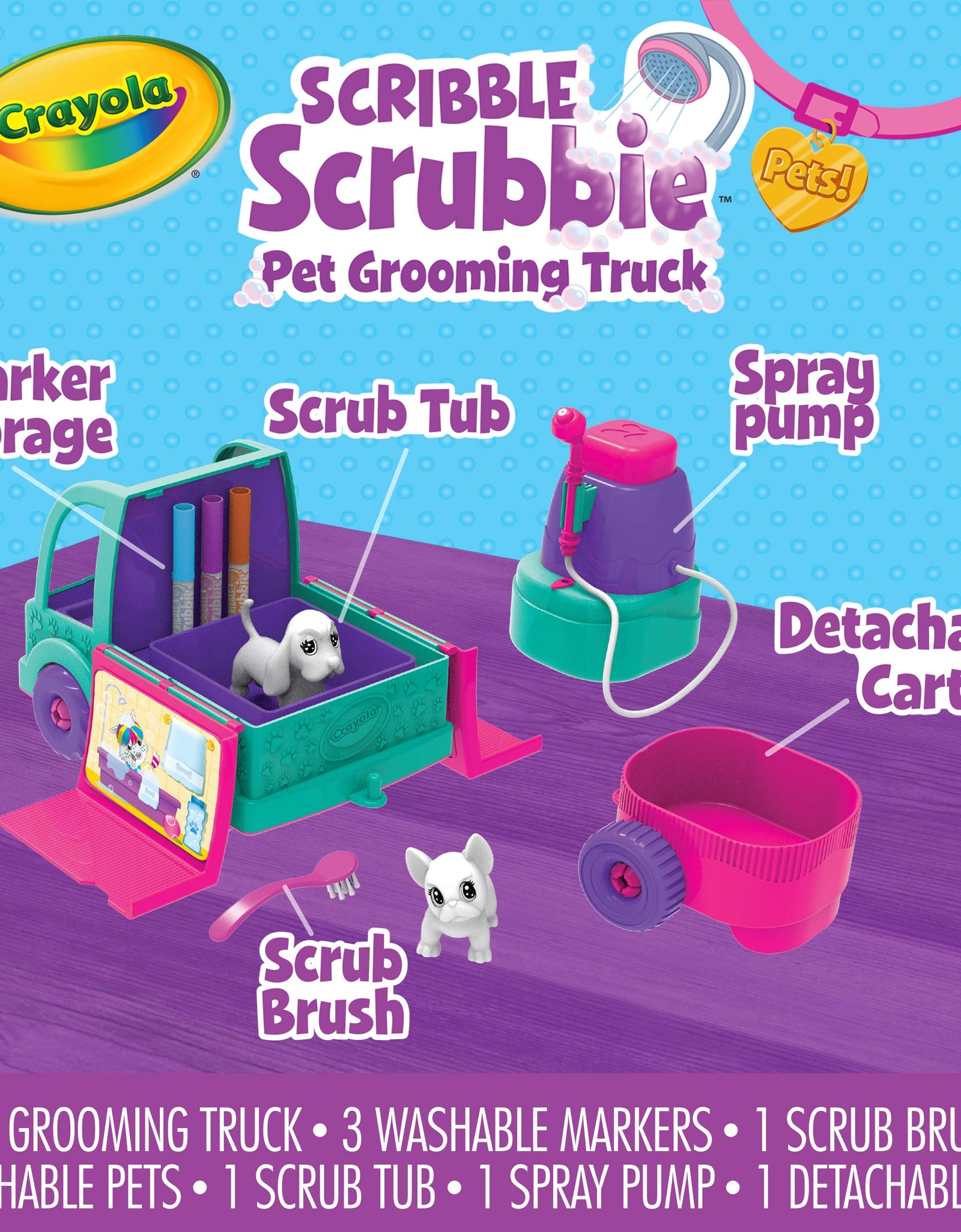 Crayola Scribble Scrubbie Pets Grooming Truck, Toys, Gift for Girls & Boys, Age 3, 4, 5, 6