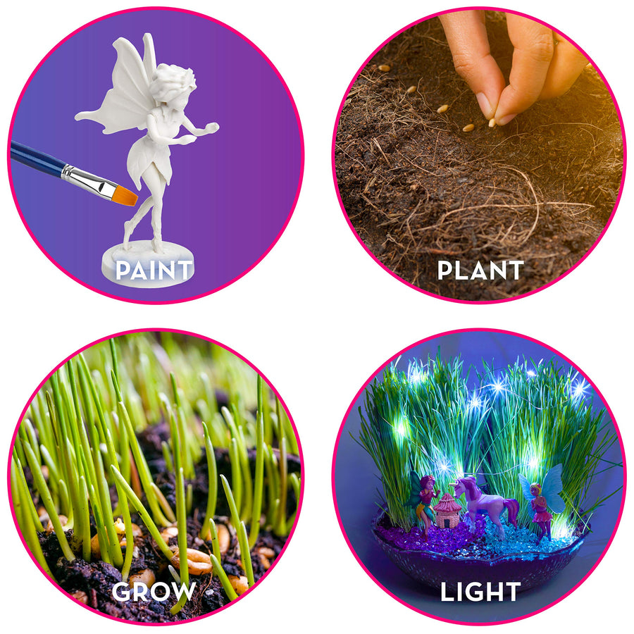 Little Growers Fairy Garden Craft Kit with Enchanted Unicorn and Light-Up Fairy Lights - Paint, Plant and Grow Your Very Own Fairy Garden Arts and Crafts Kit - for Kids All Ages Both Girls and Boys