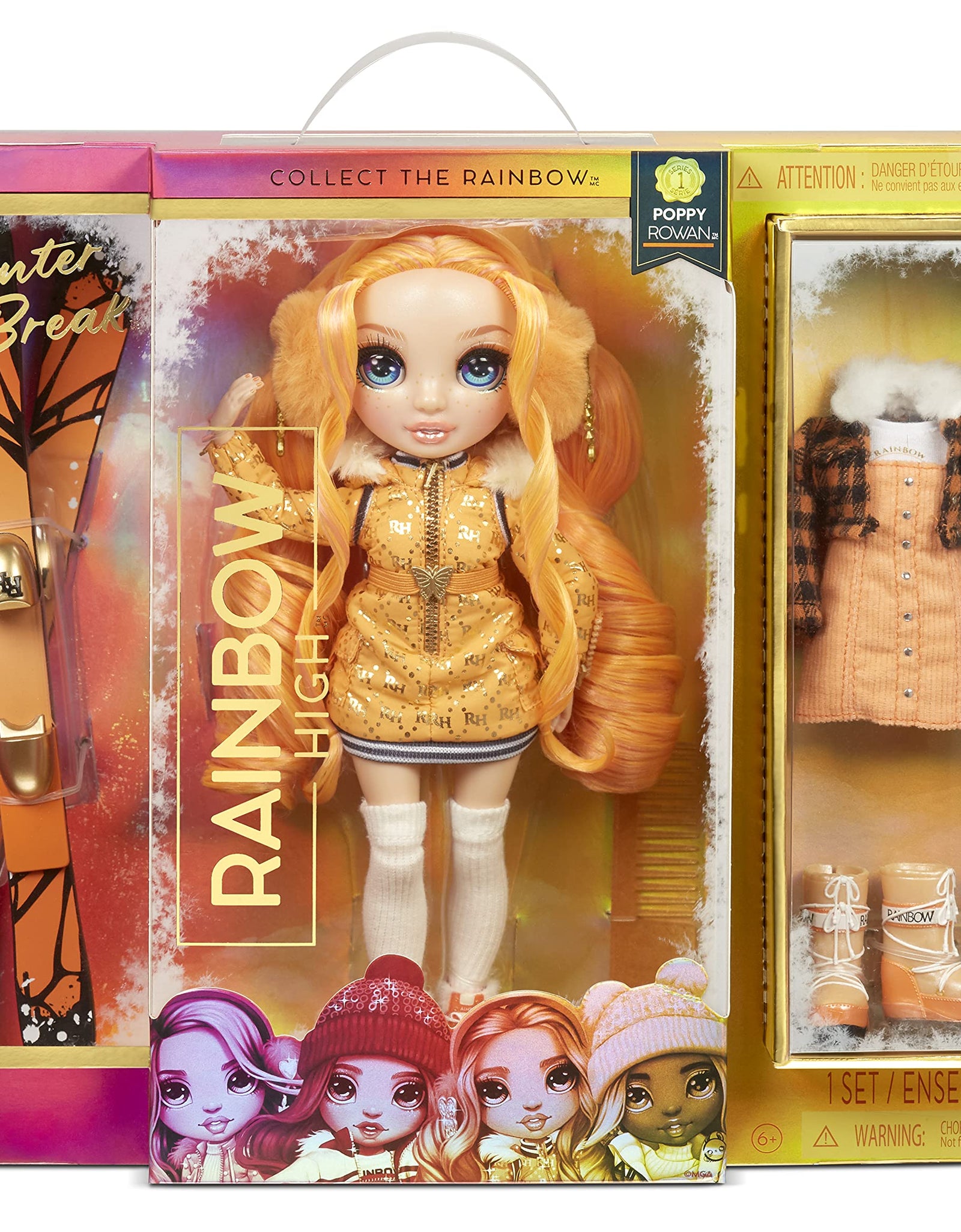 Rainbow High Winter Break Poppy Rowan – Orange Fashion Doll and Playset with 2 Designer Outfits, Pair of Skis and Accessories, Gift for Kids and Collectors, Toys for Kids Ages 6 7 8+ to 12 Years Old