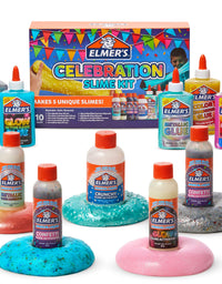 Elmer's Celebration Slime Kit | Slime Supplies Include Assorted Magical Liquid Slime Activators and Assorted Liquid Glues, 10 Count
