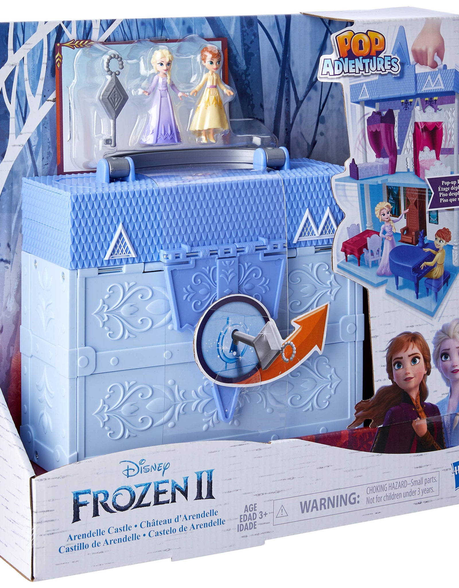 Disney Frozen Pop Adventures Arendelle Castle Playset with Handle, Including Elsa Doll, Anna Doll, & 7 Accessories - Toy for Kids Ages 3 & Up , Blue