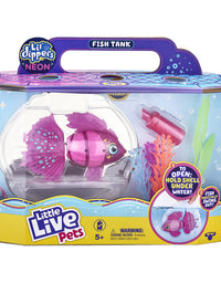 Little Live Pets - Lil' Dippers Fish Tank: Splasherina| Interactive Toy Fish & Tank , Magically Comes Alive in Water, Feed and Swims Like A Real Fish

