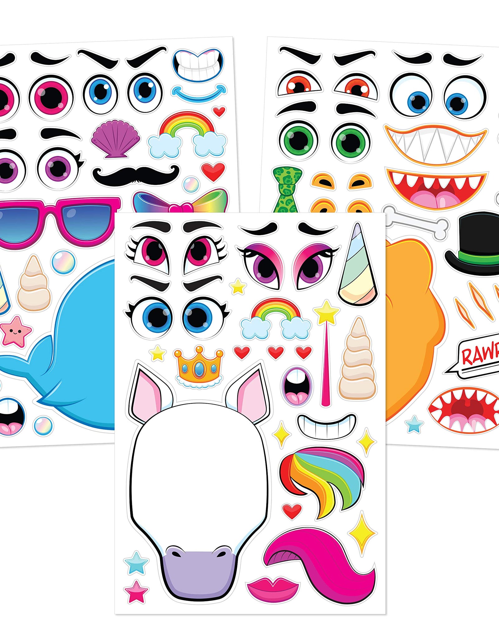 JOYIN 36 PCS Make-a-face Sticker Sheets Make Your Own Animal Mix and Match Sticker Sheets with Safaris, Sea and Fantasy Animals Kids Party Favor Supplies Craft
