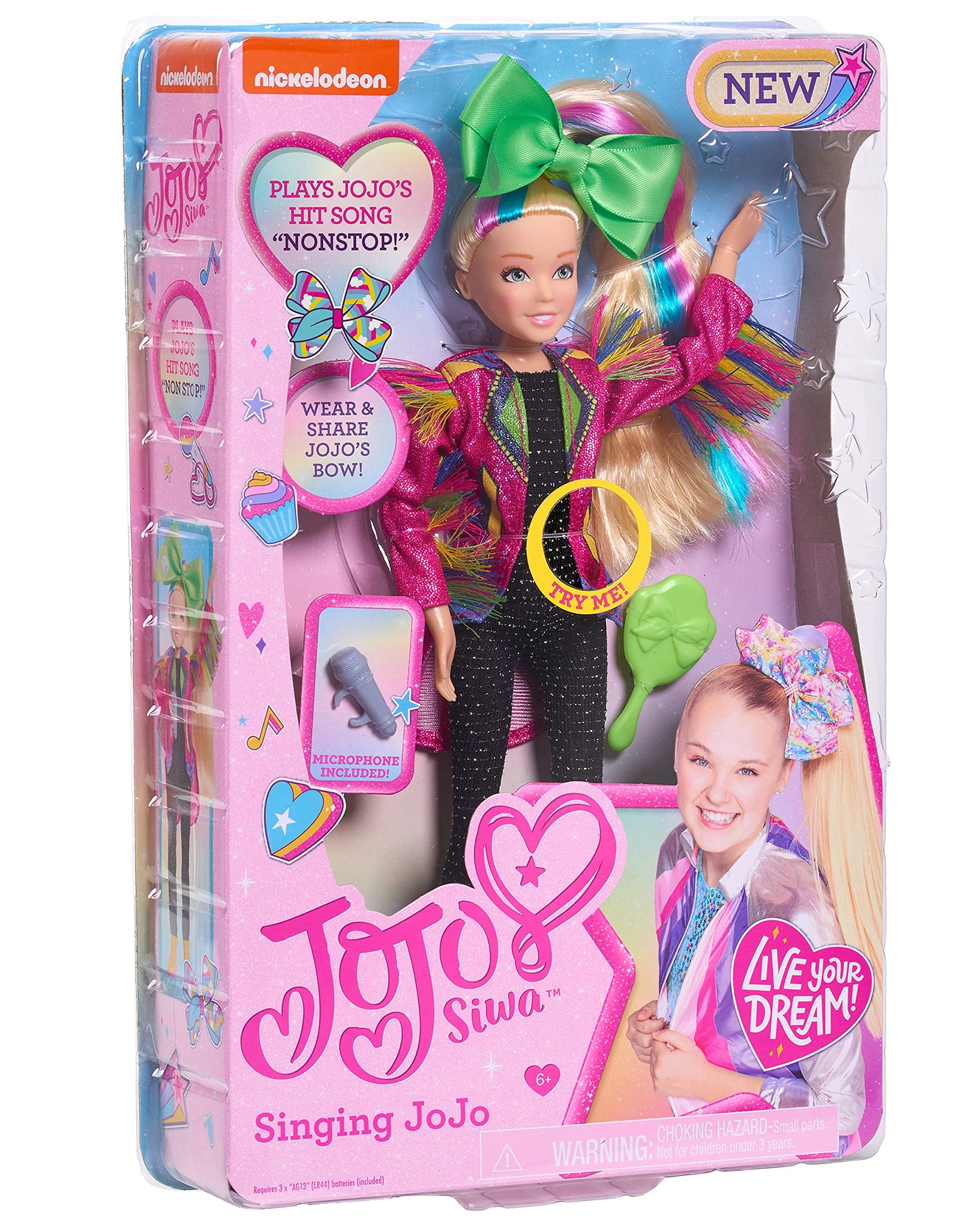 JoJo Siwa 10 Inch Singing Doll, Sings Hit Song Titled Non-Stop, Pink Jacket with Rainbow Fringe, by Just Play