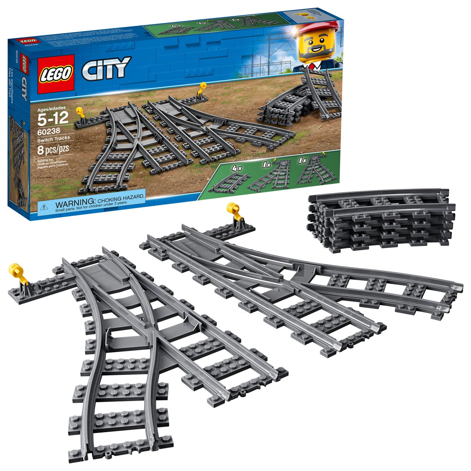 LEGO City Switch Tracks 60238 Building Kit (8 Pieces)