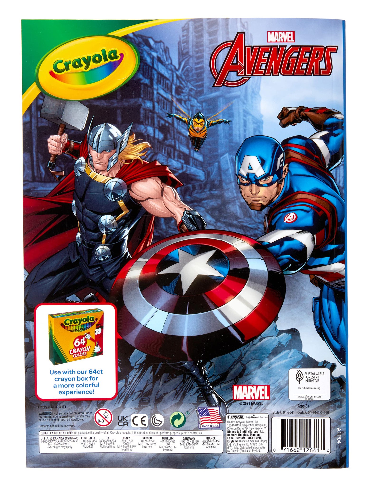 Crayola Avengers Coloring Book with Stickers, Gift for Kids, 96 Pages, Ages 3, 4, 5, 6