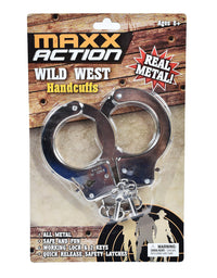Sunny Days Entertainment Wild West Deluxe Toy Marshall Cuffs with Key – Western Handcuffs Role Play Toys | Cowboy Sheriff Police Costume for Kids | Two Keys with Safety Release – Maxx Action, Original Version, Basic pack
