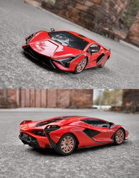 BEZGAR Licensed RC Series, 1:24 Scale Remote Control Car Lambor Sián FKP 37 Electric Sport Racing Hobby Toy Car Model Vehicle for Boys and Girls Teens and Adults Gift (Red)
