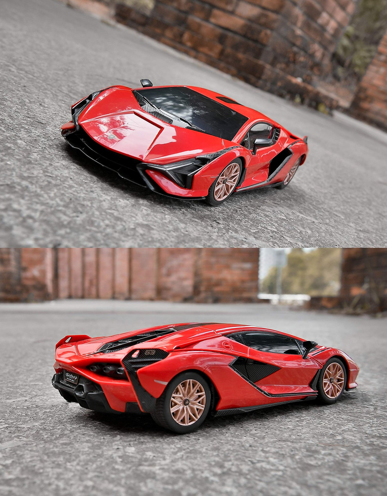 BEZGAR Licensed RC Series, 1:24 Scale Remote Control Car Lambor Sián FKP 37 Electric Sport Racing Hobby Toy Car Model Vehicle for Boys and Girls Teens and Adults Gift (Red)