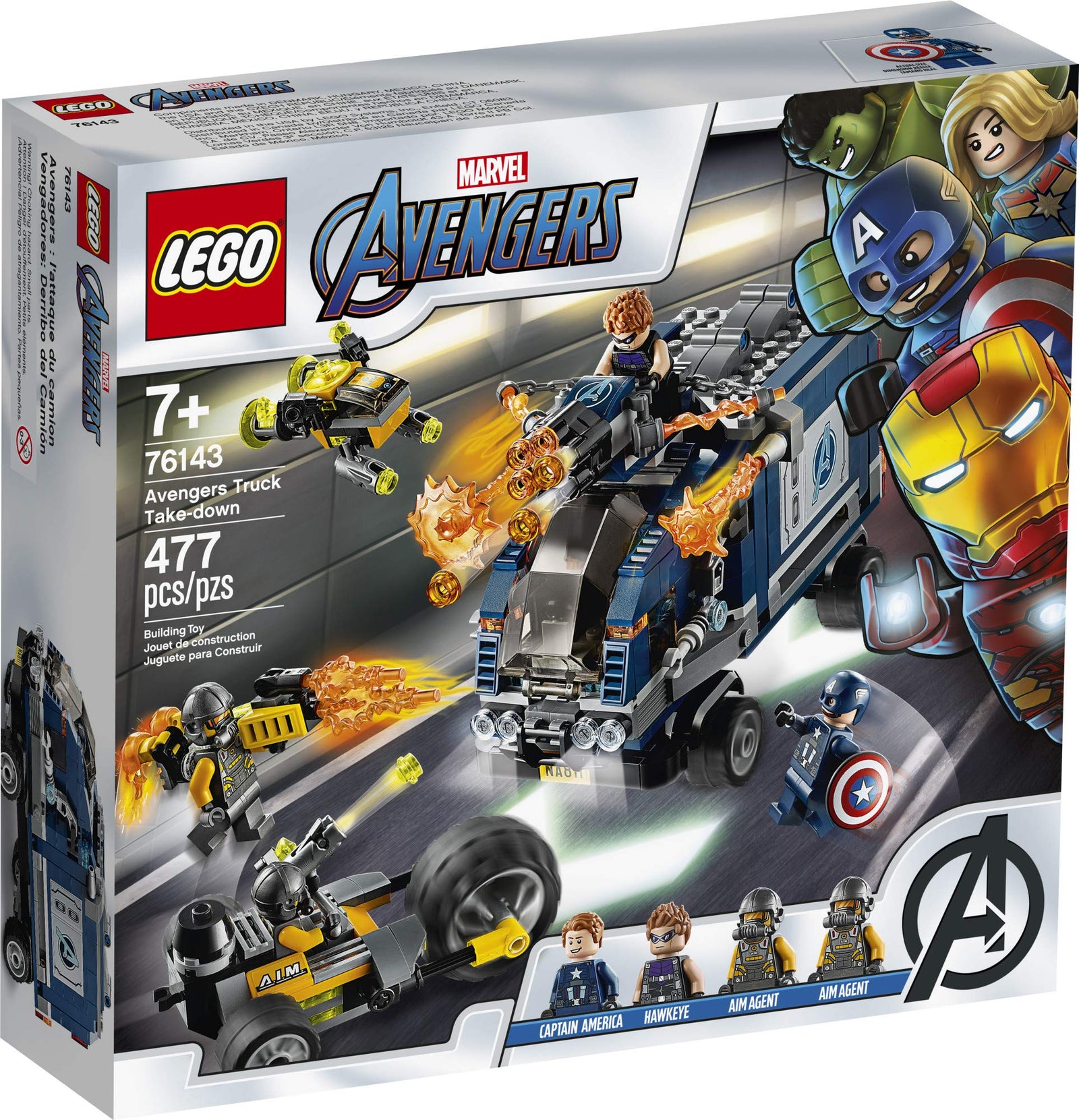 LEGO Marvel Avengers Truck Take-Down 76143 Captain America and Hawkeye Superhero Action, Cool Minifigures and Vehicles (477 Pieces)