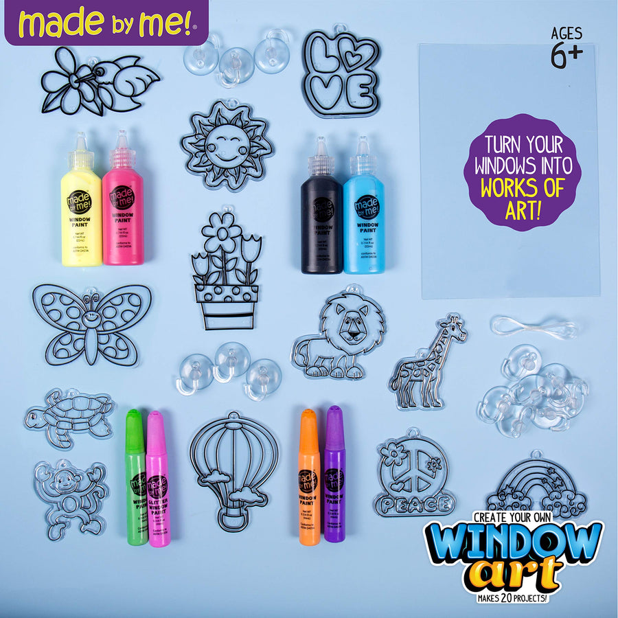 Made By Me Create Your Own Window Art by Horizon Group USA, Paint Your Own Suncatchers. Kit Includes 12 Pre-Printed Suncatchers, DIY Acetate Sheet, Window Paint, Suction Cups and More, Assorted Colors