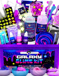 Original Stationery Galaxy Slime Making Kit with Glow in The Dark Stars to Make Glitter Galactic Slime! Slime Kits for Girls and Boys
