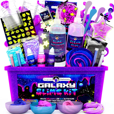 Original Stationery Galaxy Slime Making Kit with Glow in The Dark Stars to Make Glitter Galactic Slime! Slime Kits for Girls and Boys