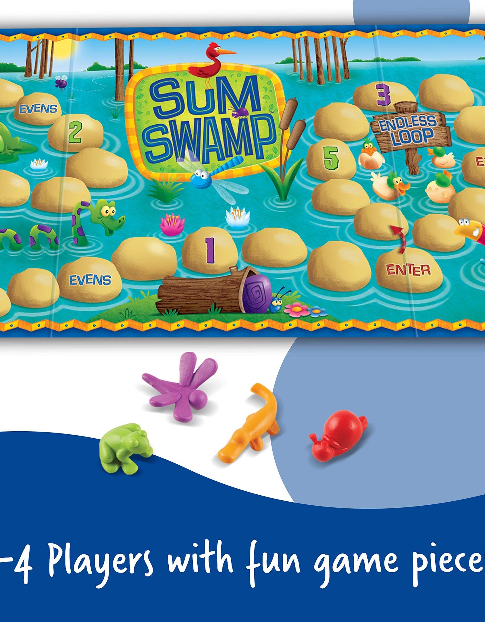 Learning Resources Sum Swamp Game, Homeschool, Addition & Subtraction Game, Early Math Skills, Math Games for Kids, Educational Board Games, 8 Pieces, Ages 5+