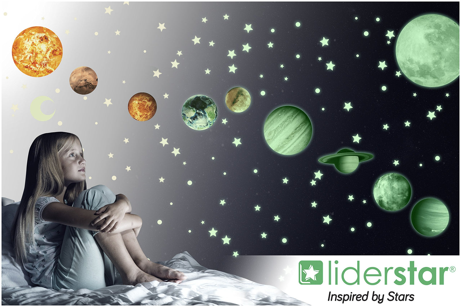 Glow in The Dark Stars and Planets, Bright Solar System Wall Stickers -Glowing Ceiling Decals for Kids Bedroom Any Room,Shining Space Decoration, Birthday Christmas Gift for Boys and Girls